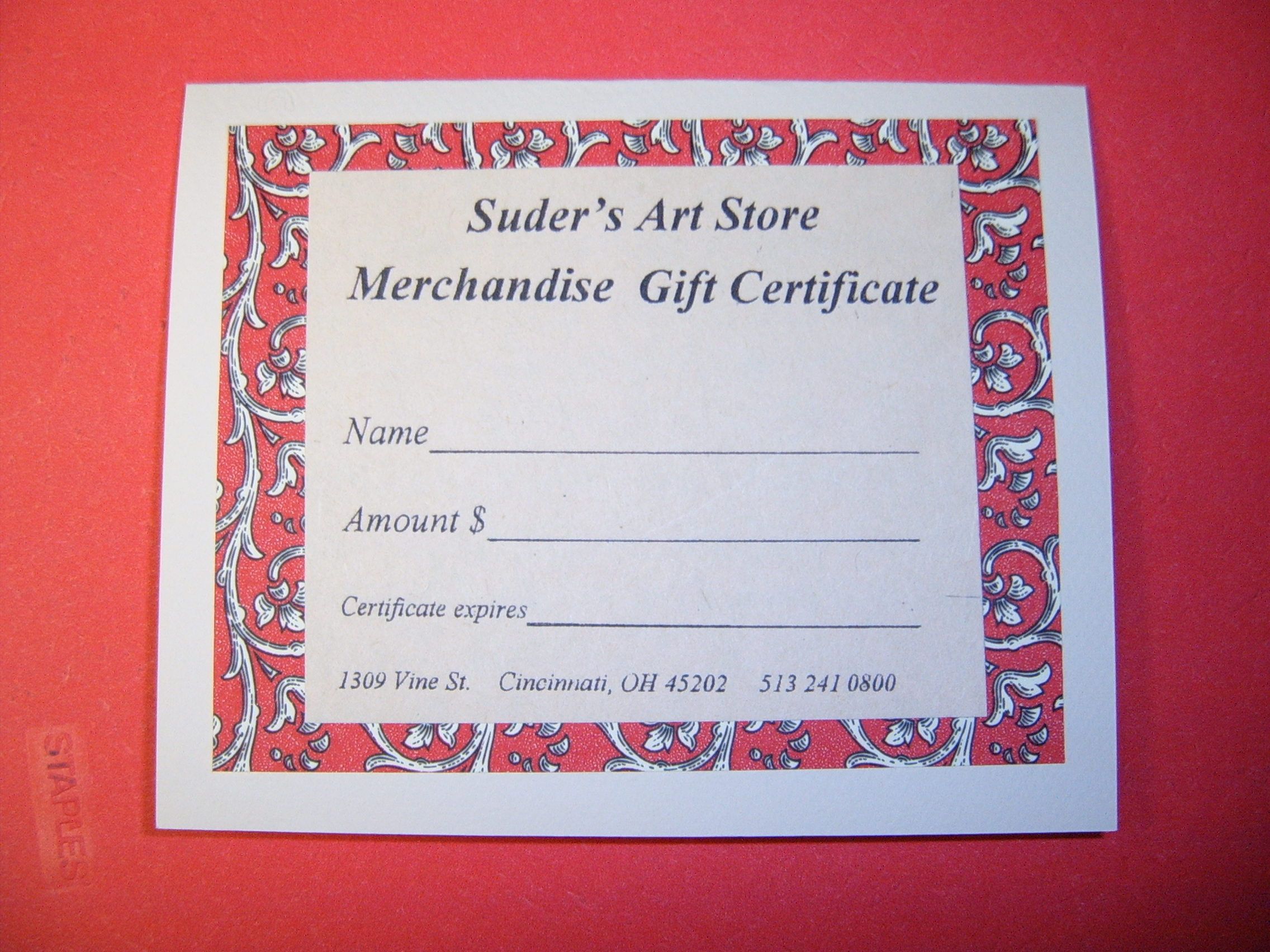 Suders Gift Certificates